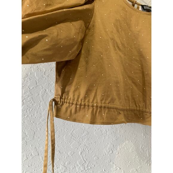 Danielle Bernstein Puff Sleeve Side Tie Micro Polka Dot Top Sz S Boho Girly - Picture 3 of 7